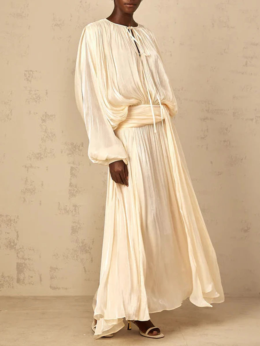 Aria Flowing Tie-Neck Maxi Dress