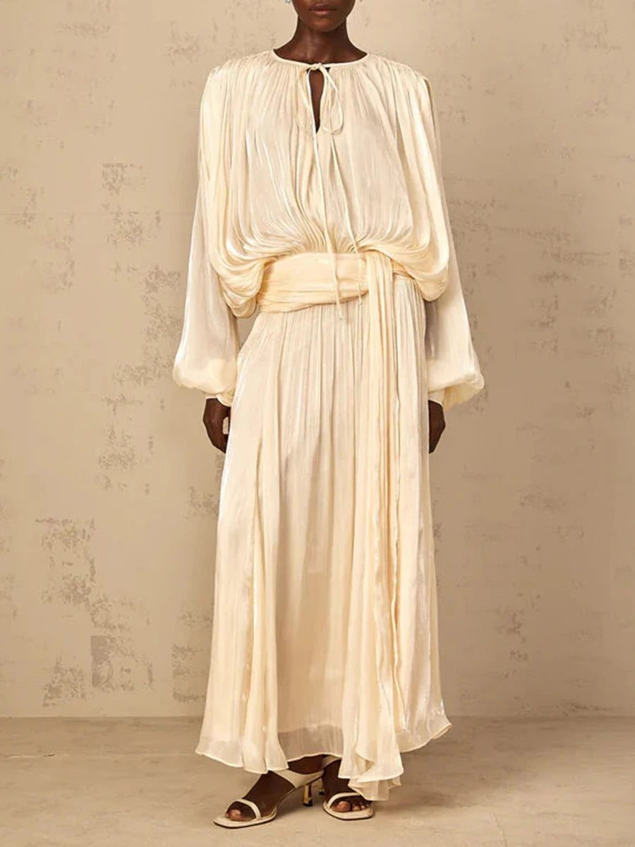 Aria Flowing Tie-Neck Maxi Dress
