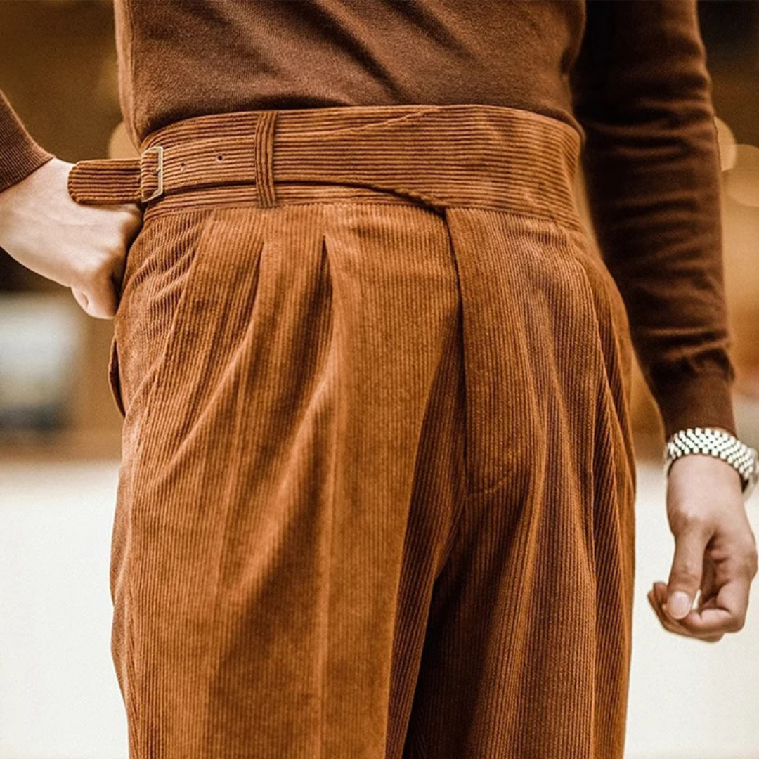 Corduroy Pleated Trousers